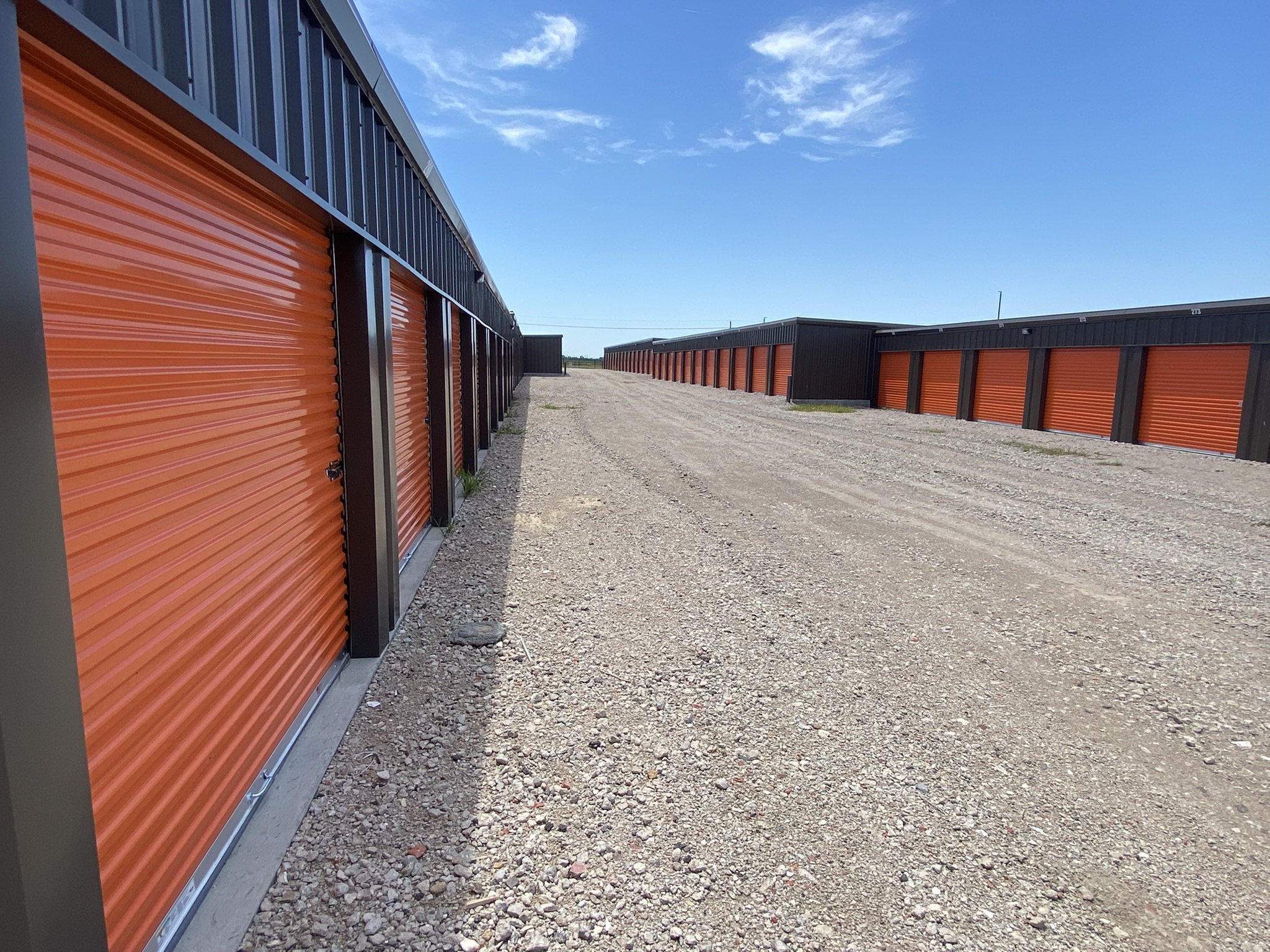 Two rows of self-storage units at Storage Ninjas in Grand Island Nebraska